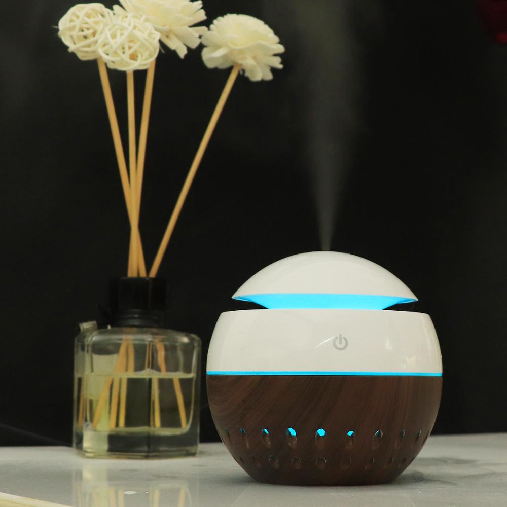 130ml usb parfume hul bambus træ korn bil hjemme elektrisk befugtning ultralyd luft aromaterapi diffuser æterisk olie: Rød