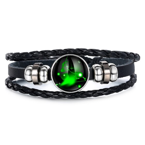 Ifmia 12 konstellationer læder stjernetegn med perler armbånd armbånd til mænd drenge smykker rejsetilbehør: 12