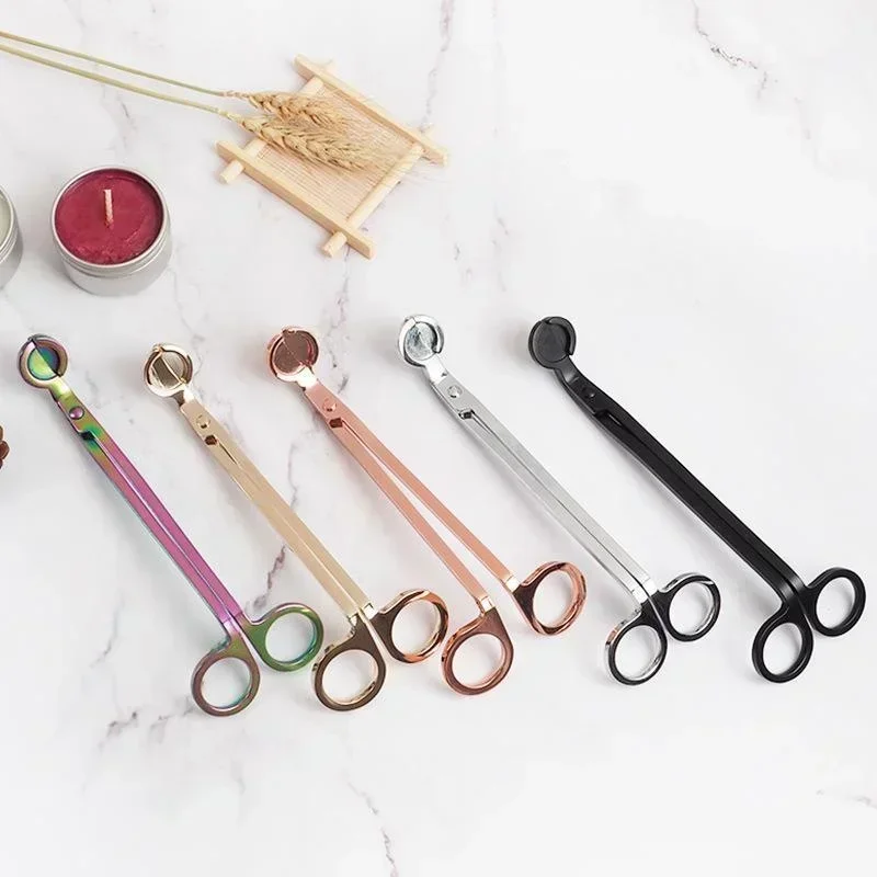 Coupe-mèche de bougie de 18cm, ciseaux en acier inoxydable, coupe-mèche à tête ronde, ciseaux à noyau de bougies, outils faits à la main