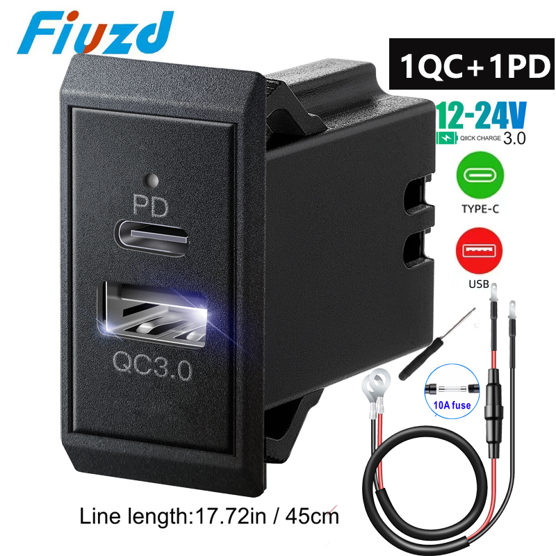 Adaptador de carga rápida, cargador de teléfono USB de 3 puertos en adaptador de cargador de coche para camión de 12V/24V, motocicleta, RV, barco marino: Rojo