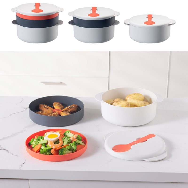 Microwave Oven Steamed Vegetable Container Four-In-One Steamer Rice Cooker Heating Multi-Layer Steamer Steamer Rice Cooking Tool