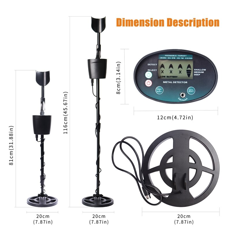 GT620G Metal Detector 20Cm Waterproof Coil LCD Treasure Hunter High Sensitivity Underground Metal Jewelry Detector