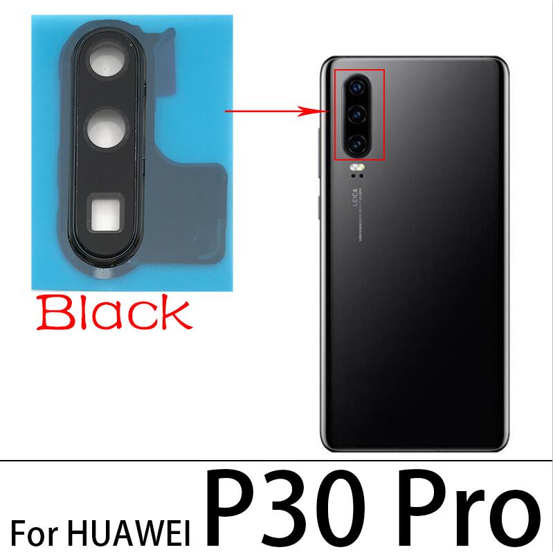 Original Rear Camera Glass Lens With Cover Frame Holder For Huawei P30 Lite P30 Pro Glass Lens With Repair Tools: P30 Pro Black