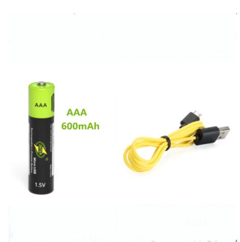 Znter aaa wiederaufladbarer akku znter 600 mah mirco usb 1.5v wiederaufladbarer lithium-polymer-akku, aufladung über usb-kabel: 1pc mit kabel