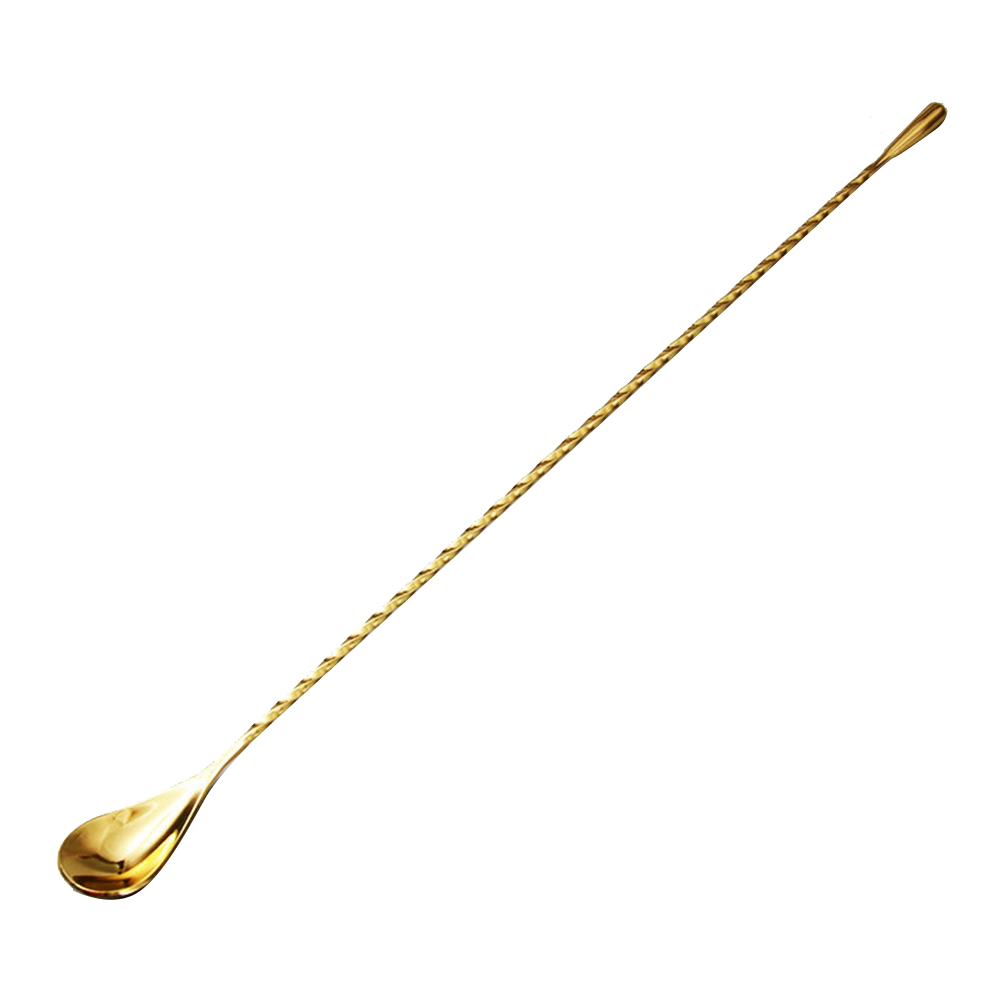 Rustfrit stål spiral langt håndtag blanding rør cocktail ske bar bartender værktøj blanding rør cocktail ske bar bartender værktøj: Gylden 40cm