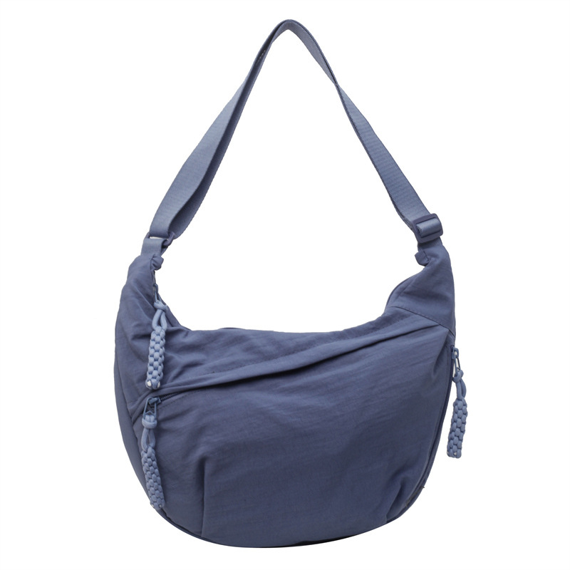 Nylon Fabric Shoulder Bag High Capacity Women's Crossbody Messenger Bag Leisure Versatile Shoulder Hobos Bag: SKY BLUE