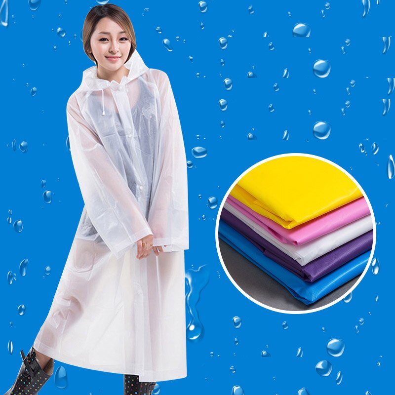 Moda donna a buon mercato giacca lunga semi trasparente impermeabile con cappuccio cappotto antipioggia EVA amichevole EVA trasparente sottile impermeabile donna