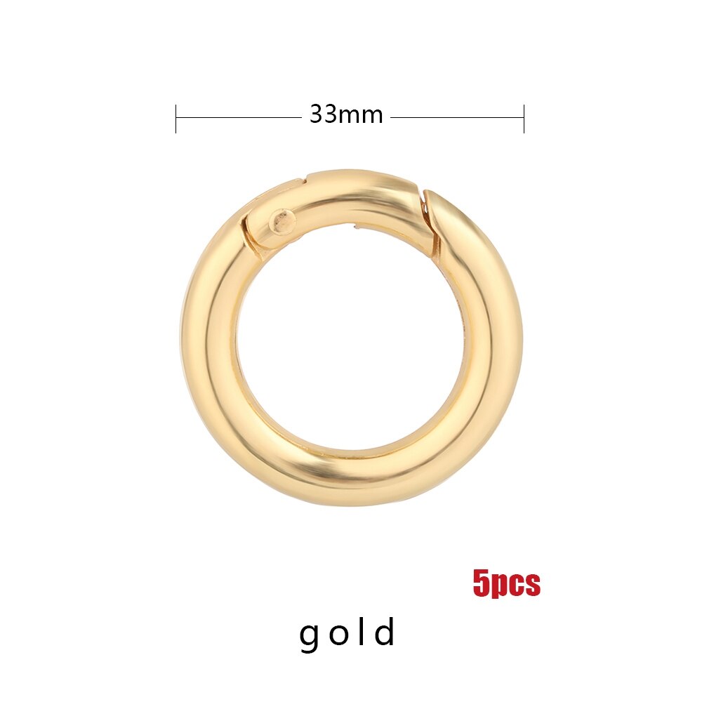 2 uds. De hebillas de aleación de Zinc para bolsos, hebillas redondas plateadas de resorte para puertas, Clips de mosquetón para bolsos, ganchos a presión, accesorios para bolsos: Gold 33mm