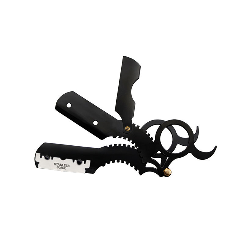 Maquinilla de afeitar de barbero de borde recto, herramienta de afeitado de cejas y barba, maquinilla de afeitar de depilación Manual, cuchillas de recorte reemplazables
