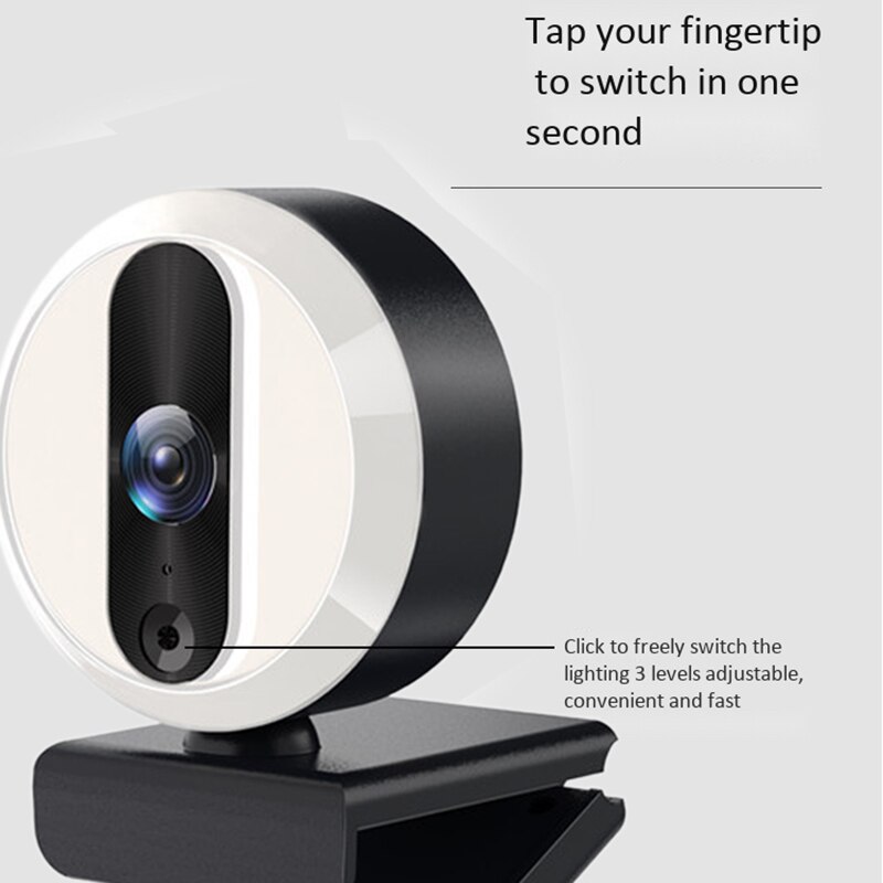 2K HD USB Dual Microphone Real-Time Webcam USB Computer Camera with Fill Light for PC USB Plug and Play