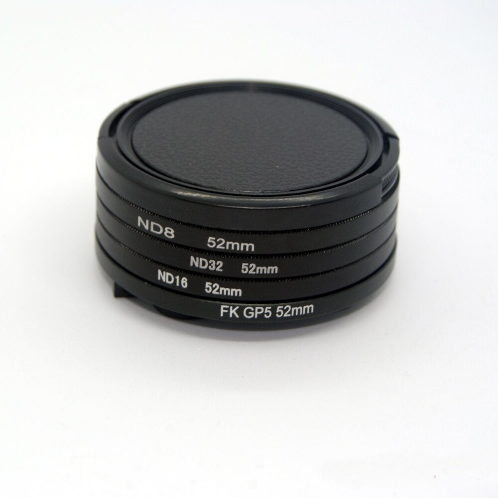 5in1 1 set Camera ND Filter ND8 ND16 ND32 + 52mm Lens Adapter Ring + Lensdop voor Gopro hero 6 5 Zwart sport action Camera gopro