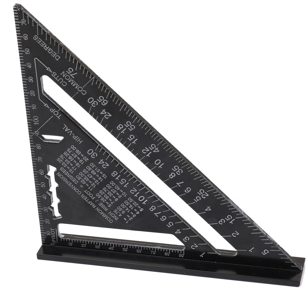 Triangle Rulers Aluminum Alloy 90 degrees 45 degrees Set Square 7in Black Metric Square Ruler