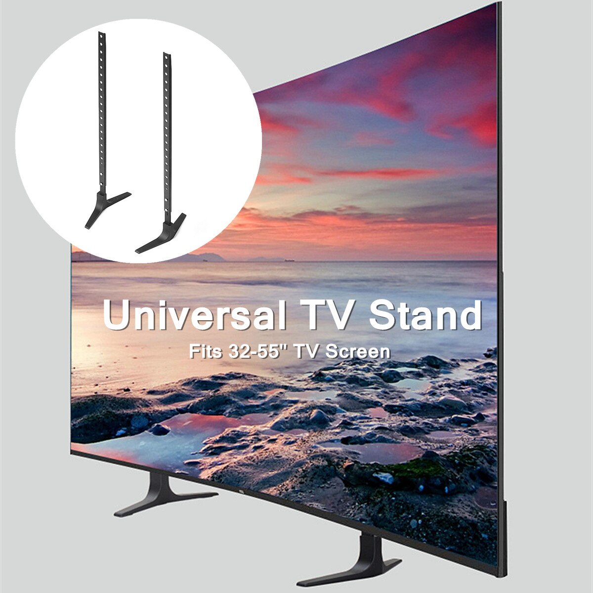 Tv-stativ base legering+ stål leory plasma lcd fladskærm universal bordplade piedestal mount 32-55 højdejusterbar nem installation