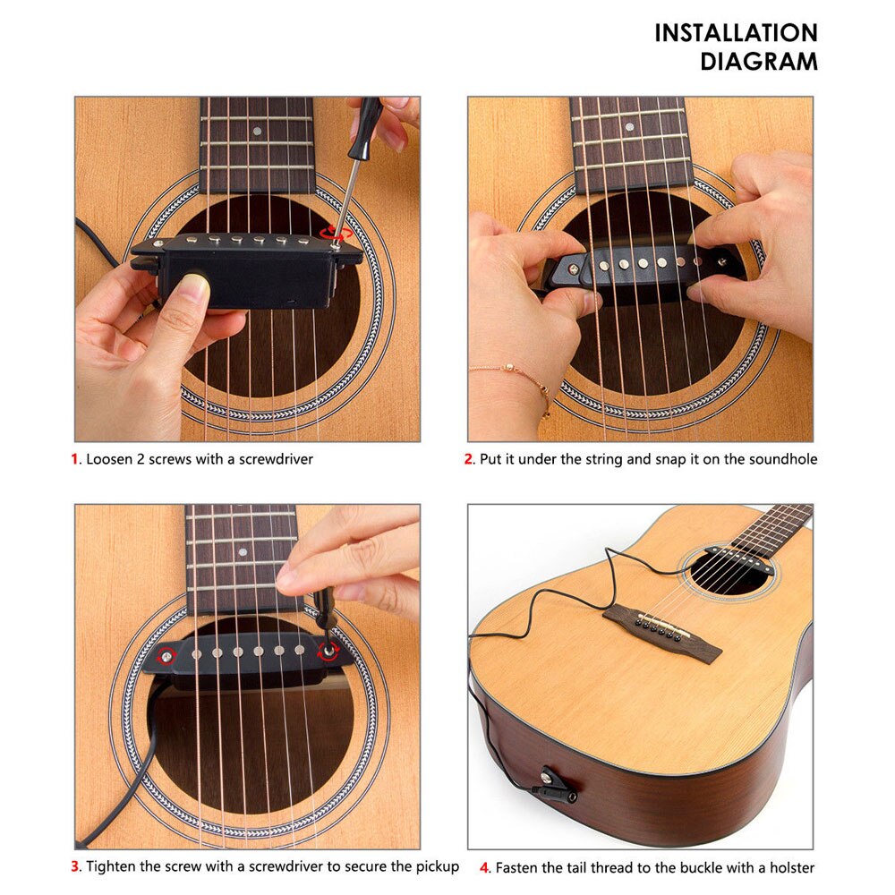 Gitaar Pickup Sound Hole Professionele Klassieke Akoestische Gitaar Pickup Transducer Versterker Muziekinstrumenten Pickup Voor Gitaar