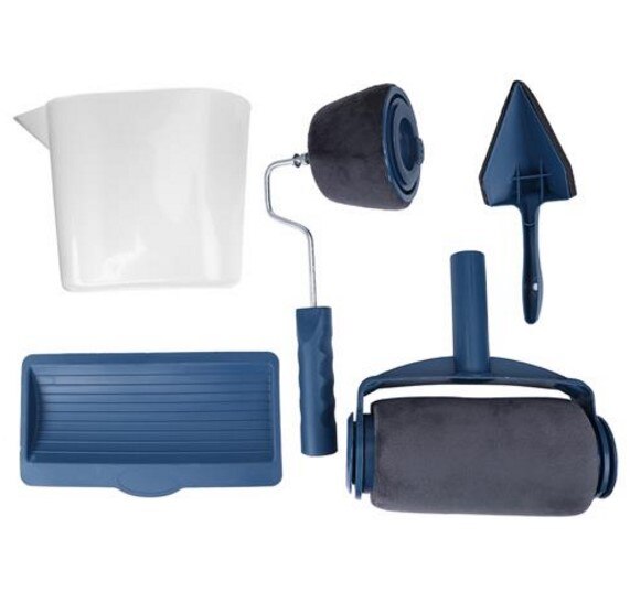 Kit de pincéis roletes de pintura multifuncionais, 8 espaços para pintura de parede de casa, escritório: 5 pcs