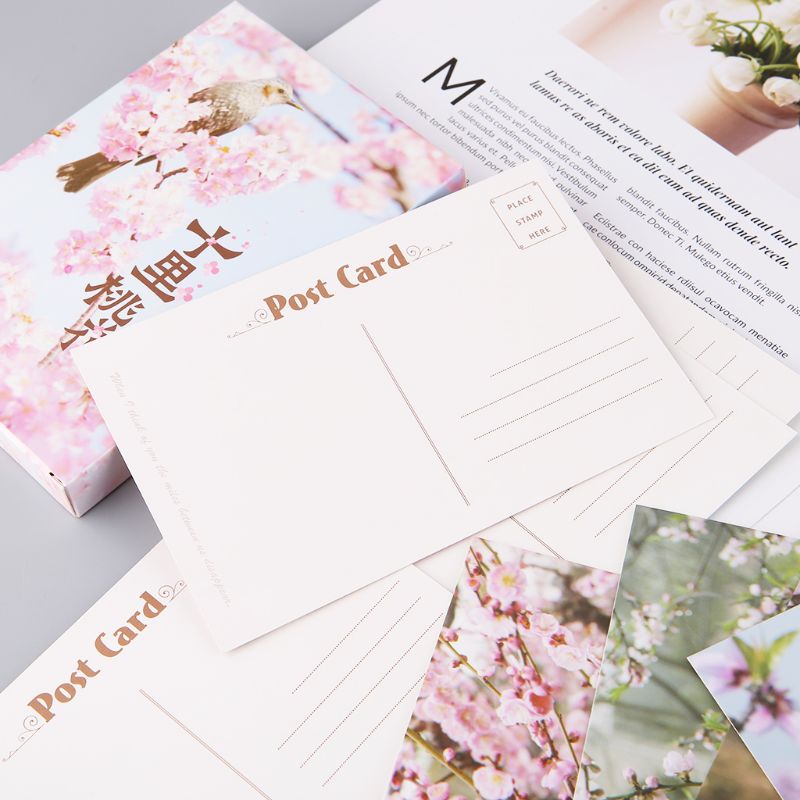 30 Sheets Peach Blossom Paintings Retro Vintage Postcard Christmas Year Card Wish Poster Cards C26