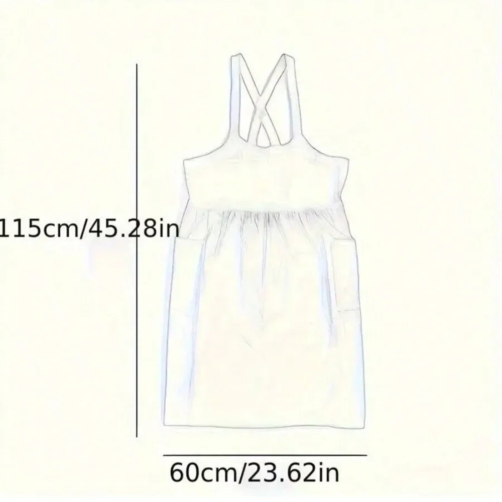 Japanese Linen Aprons for Women with Pockets Cross Back Cute Apron Dress for Gardening Painting Baking Cooking Kawaii Kitchen