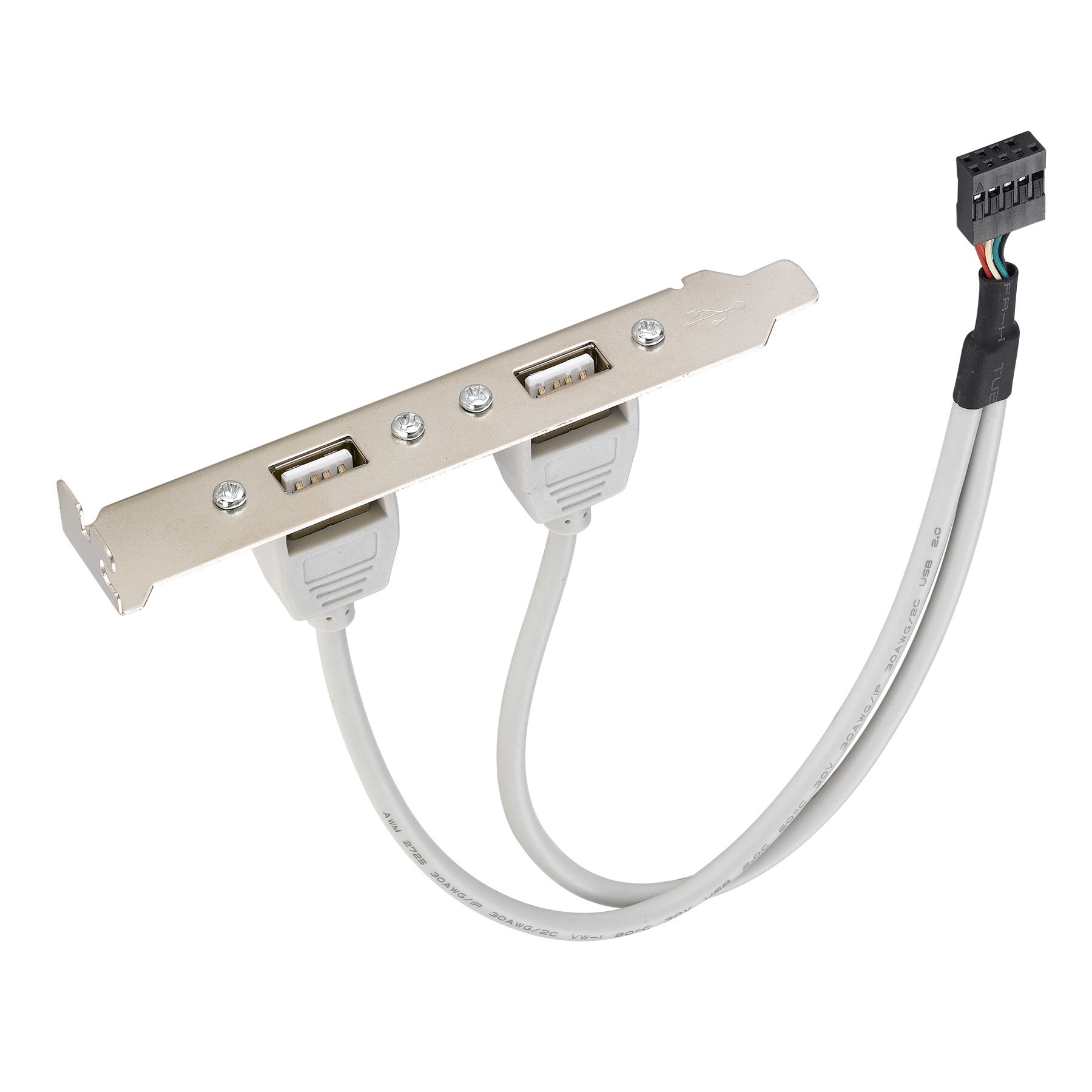 Bochara Dual 9pin Header to 2 Ports USB 2.0 Female Cable Back PCI Panel Bracket For Desktop Computer