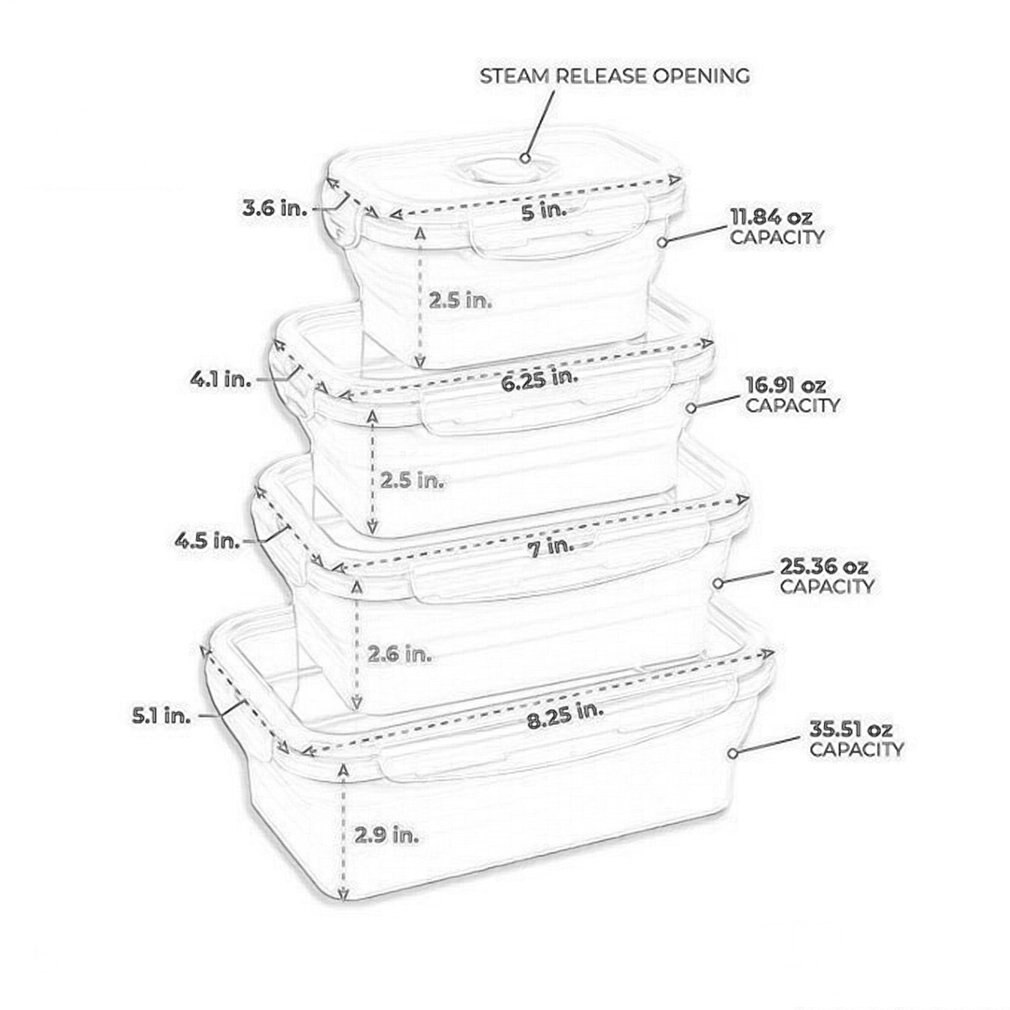 Silicone Lunch Box Collapsible Portable Box Bowl Bento Boxes Folding Food Container 350/500/800/1200ml Eco-Friendly