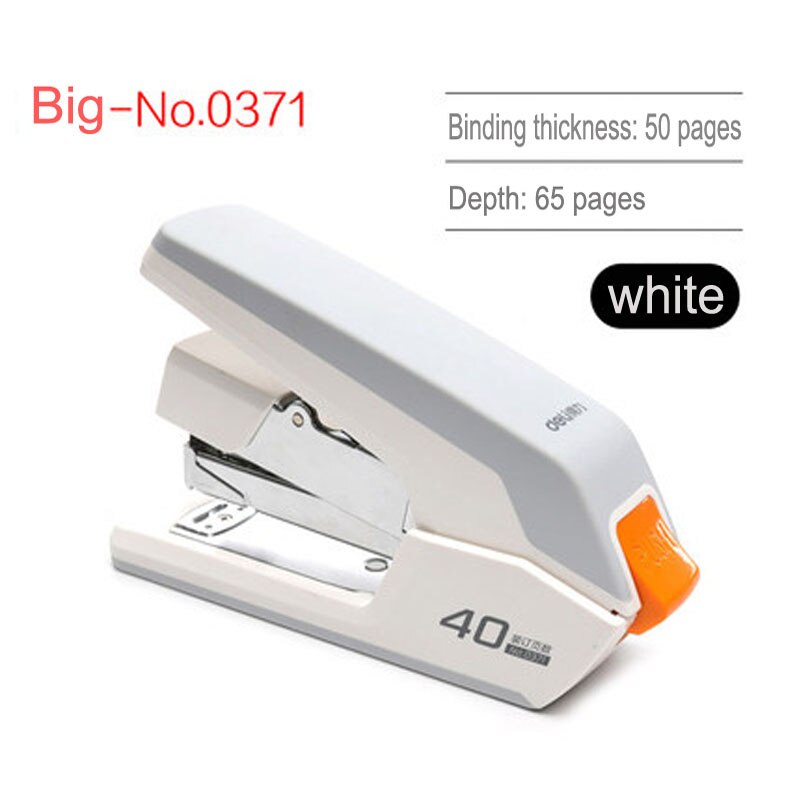 Deli Power-Saving Stapler Office Supplies Student Special Small/Medium/Large stapler standard multi-function practical stapler: Big - NO.0371 white