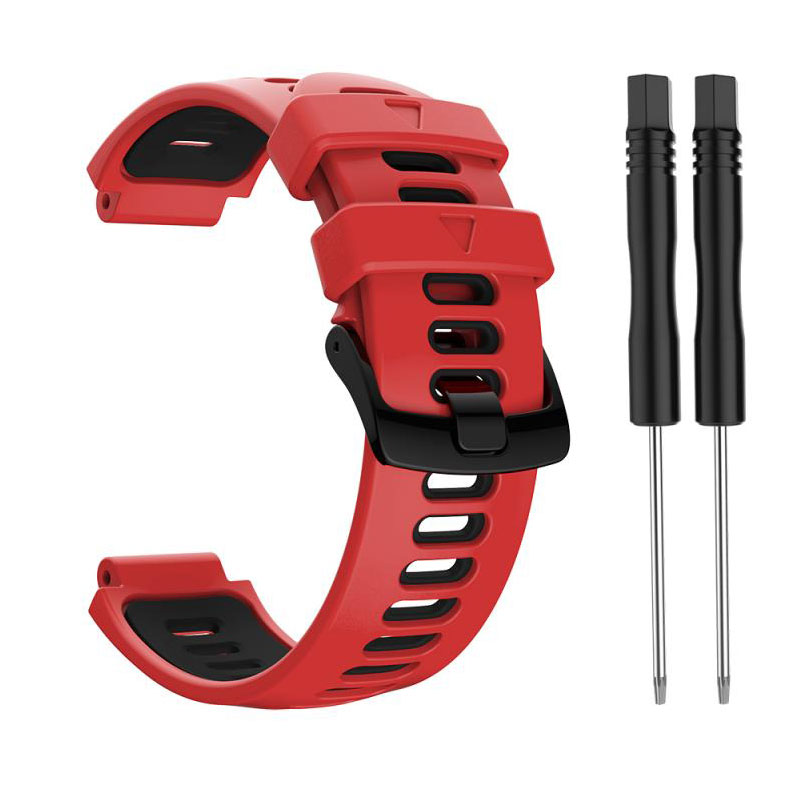 Pasek do zegarka Garmin Forerunner 735XT 735/220/230/235/620/630 Miękki silikonowy pasek do zegarka Sportowy pasek do zegarka Waterpoor: L / Czerwony