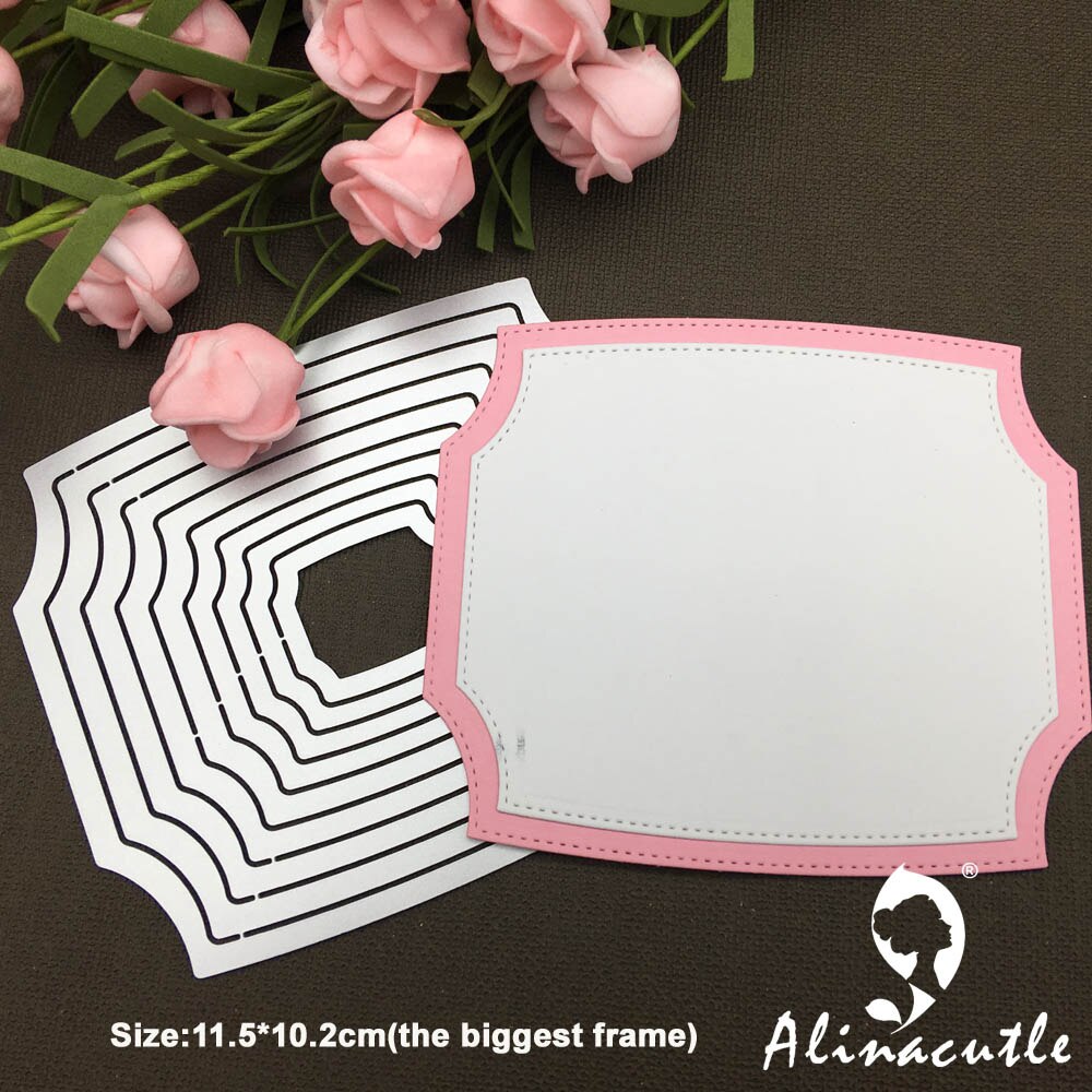 Stansad metallskärning form alinacraft 9pc häckande ram bakgrund scrapbook papper hantverk album kort stanskniv konst cutter die