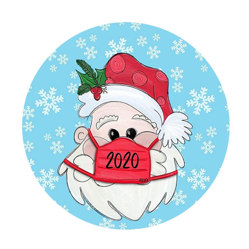 Large Christmas Stickers Door Window Christmas Decoration Xmas Santa Cartoon Pattern Round Paper Sticker Happy Year: 04