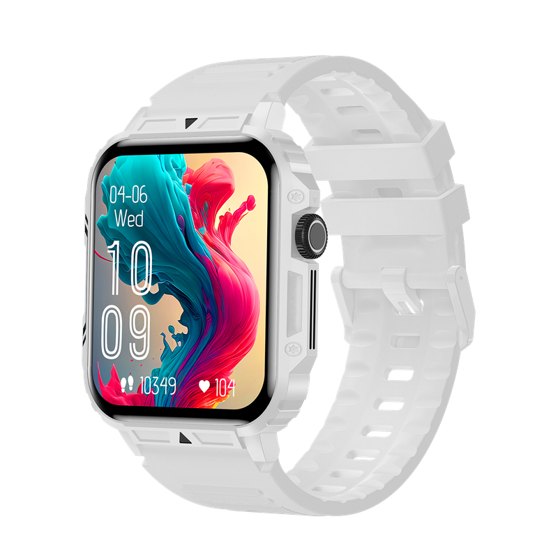 Montre intelligente militaire extérieure pour hommes et femmes, appel Bluetooth, tracker de fitness sportif, surveillance de la fréquence cardiaque, 340mAh: WHITE