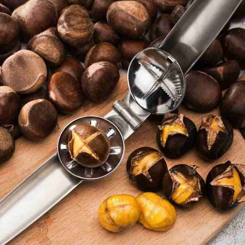 Chestnut Cutter Stainless Steel 2 In 1 Quick Chestnut Clip Walnut Pliers Metal Nutcracker Sheller Nut Opener Kitchen Cutter