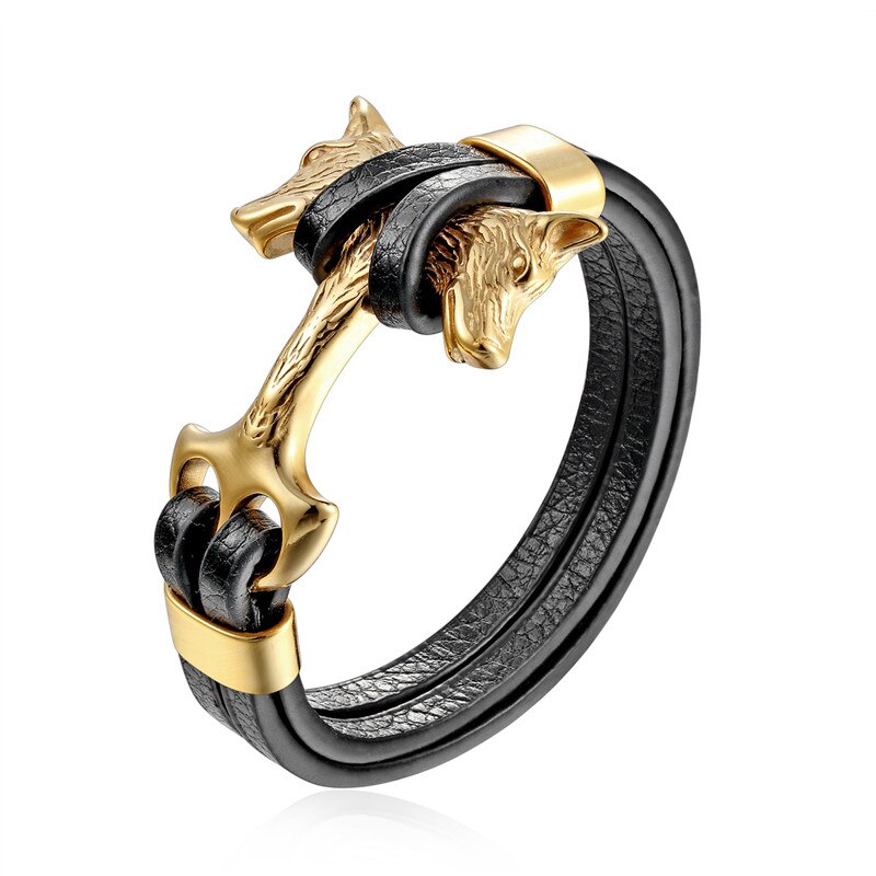 Mkendn mænd armbånd rustfrit stål anker løve sjækler læder armbånd mænd armbånd smykker pulseras: Pg524