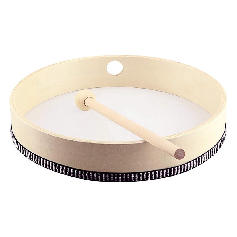 8 Inch Tambourine Percussion Instrument for Portable Wooden Tambourine Drum with Drumstick Percussion Musical Toy