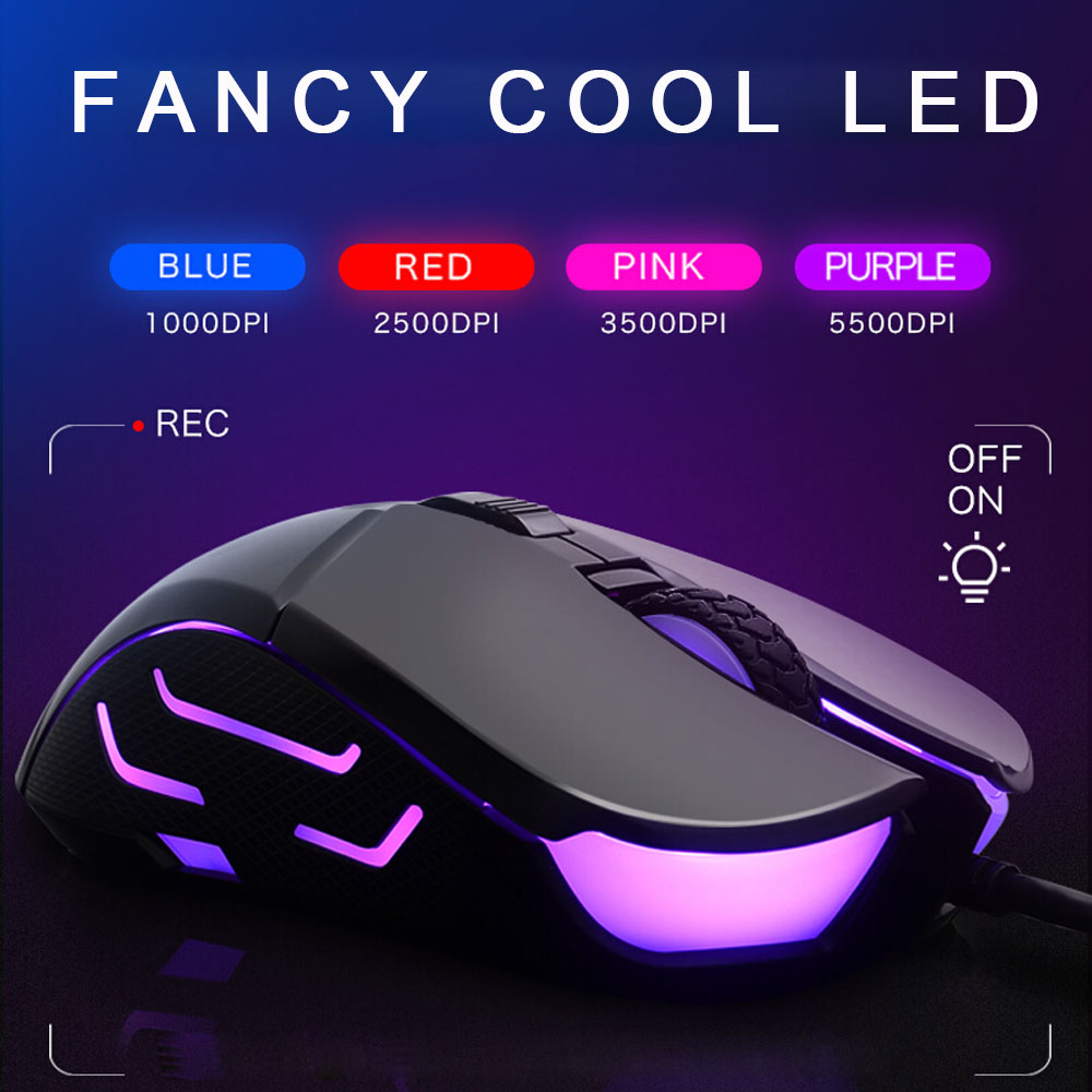 HP G260 RGB LED Light Wired Gaming Mouse Macro Ergonomic 5500 DPI Mouse for PC Computer Laptop Silent Mause Mice
