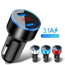 3.1A Mini USB Car Charger Voor iPhone Mobiele Telefoon Tablet GPS Snelle Lader Auto-Oplader Dual USB Auto Telefoon charger Adapter in Auto