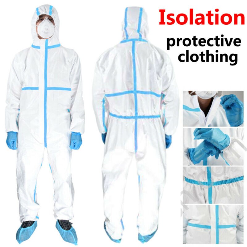 Neue Einweg Antibakterielle Kunststoff Verschlüsse Isolation Anzug Schutz Kleidung Sicherheit Staub-nachweisen Overall Antistatischen