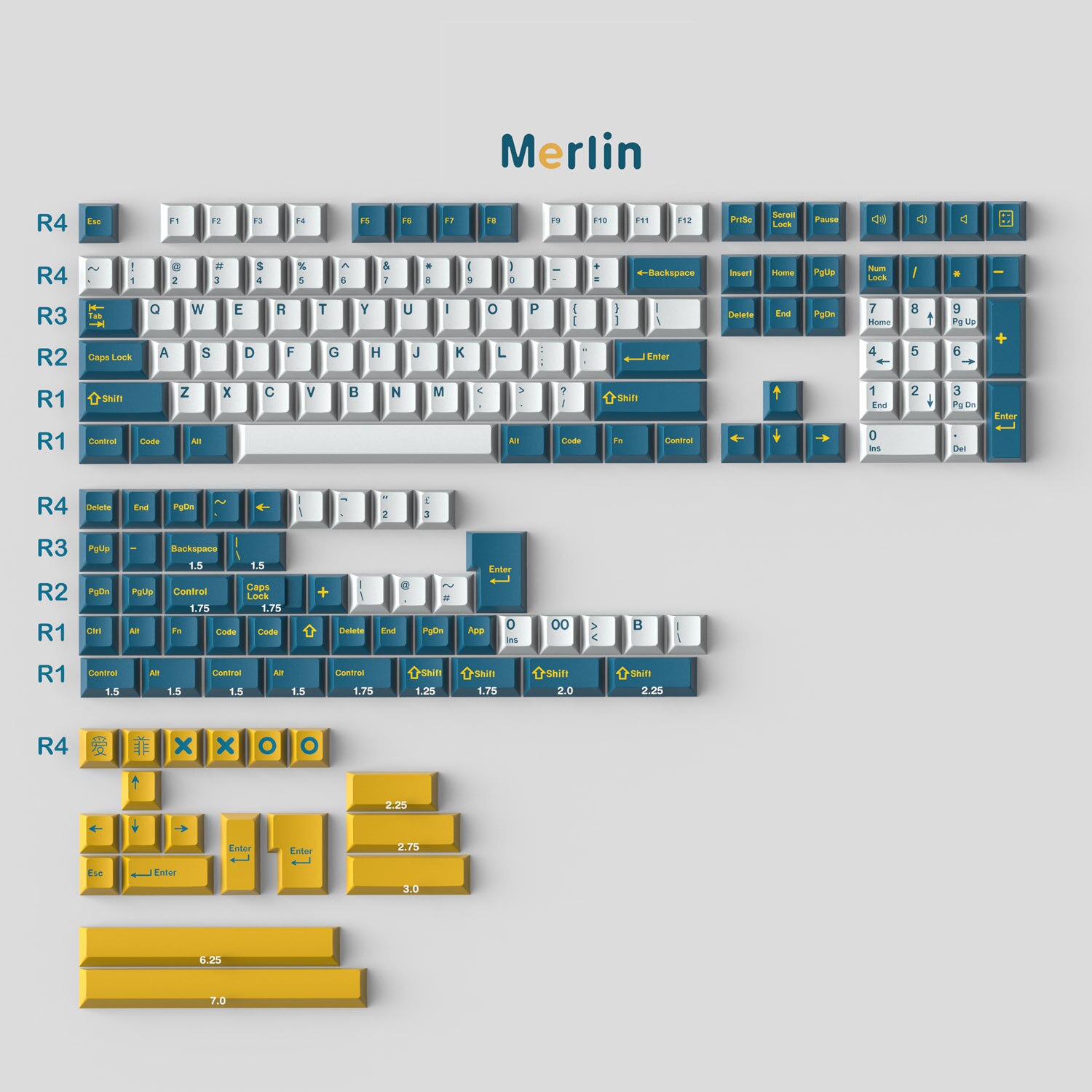 GMK Olivia/ Merlin 173 Keys DOUBLE SHOT Cherry Profile Keycaps For GMMK pro NJ68 Mechanical Gaming Keyboard: 171 key Merlin