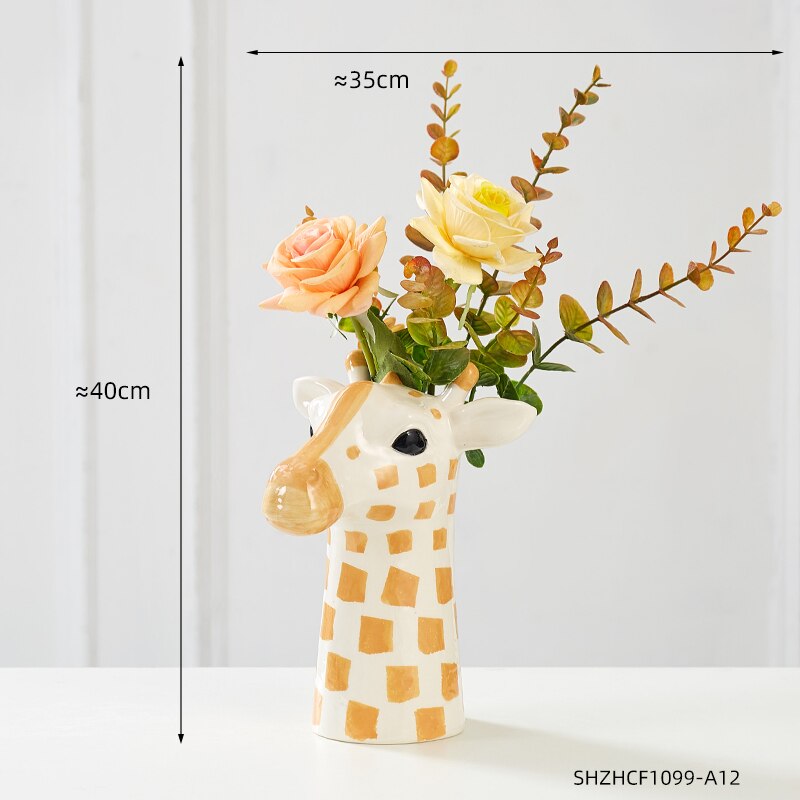 Kreatywna żyrafa ceramiczna doniczka na kwiaty zwierząt rzeźba wazon gospodarstwa domowego nowoczesne dekoracje do domu salon sypialnia dekoracja na biurko prezenty: Giraffe-20cm-D
