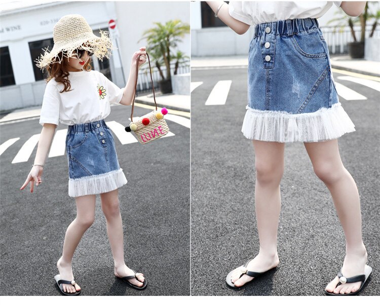 teenage girls denim skirt 12 years old children clothes girl casual