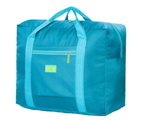Travle bag blixtlås stor kapacitet nylon vikbar unisex bagage kläder sortering organisera väska: Himmelsblå