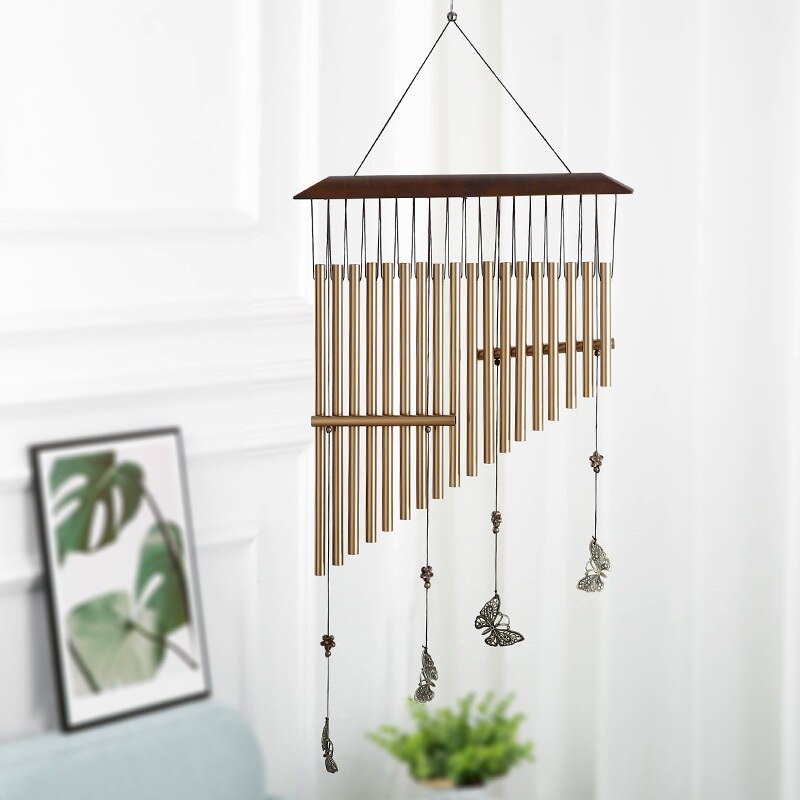 Borboleta harpa tubos de alumínio sinos vento férias casal presentes decoração para casa ornamentos metal