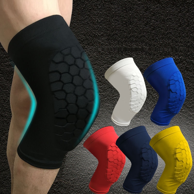 1Pcs Honeycomb Basketbal Kniebeschermers Been Mouwen Cellulaire Voetbal Volleybal Voetbal Kneepad Kalf Ondersteuning Ski Fietsen Been Warmer
