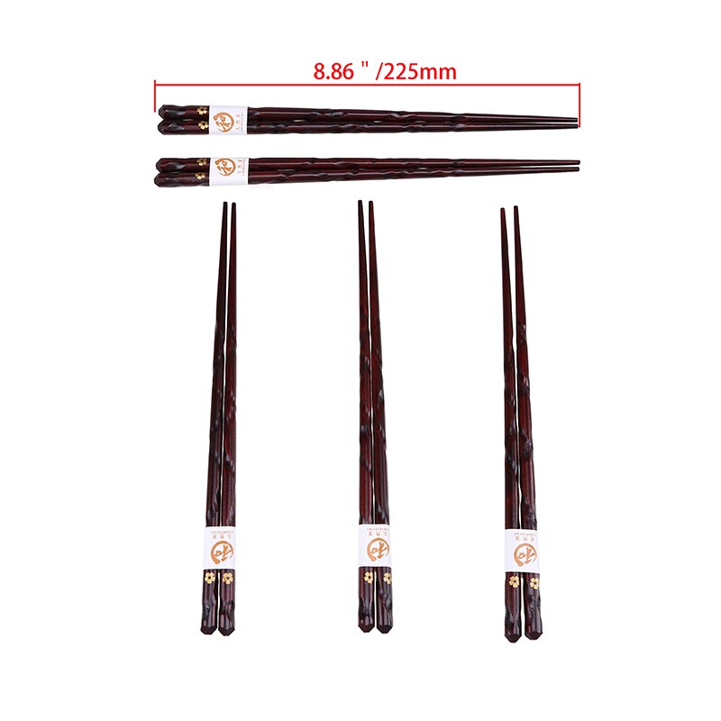 Whism 5Pairs Natuurlijke Handgemaakte Houten Eetstokjes Antislip Houten Chop Stick Set Met Geschenkdoos Japanse Sushi Eetstokje voor Diner