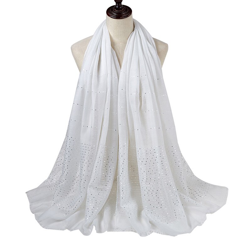 1PC Cotton And Linen Tassel Scarf Sequins Autumn And Winter Muslim Hijab Malay Headscarf: 13