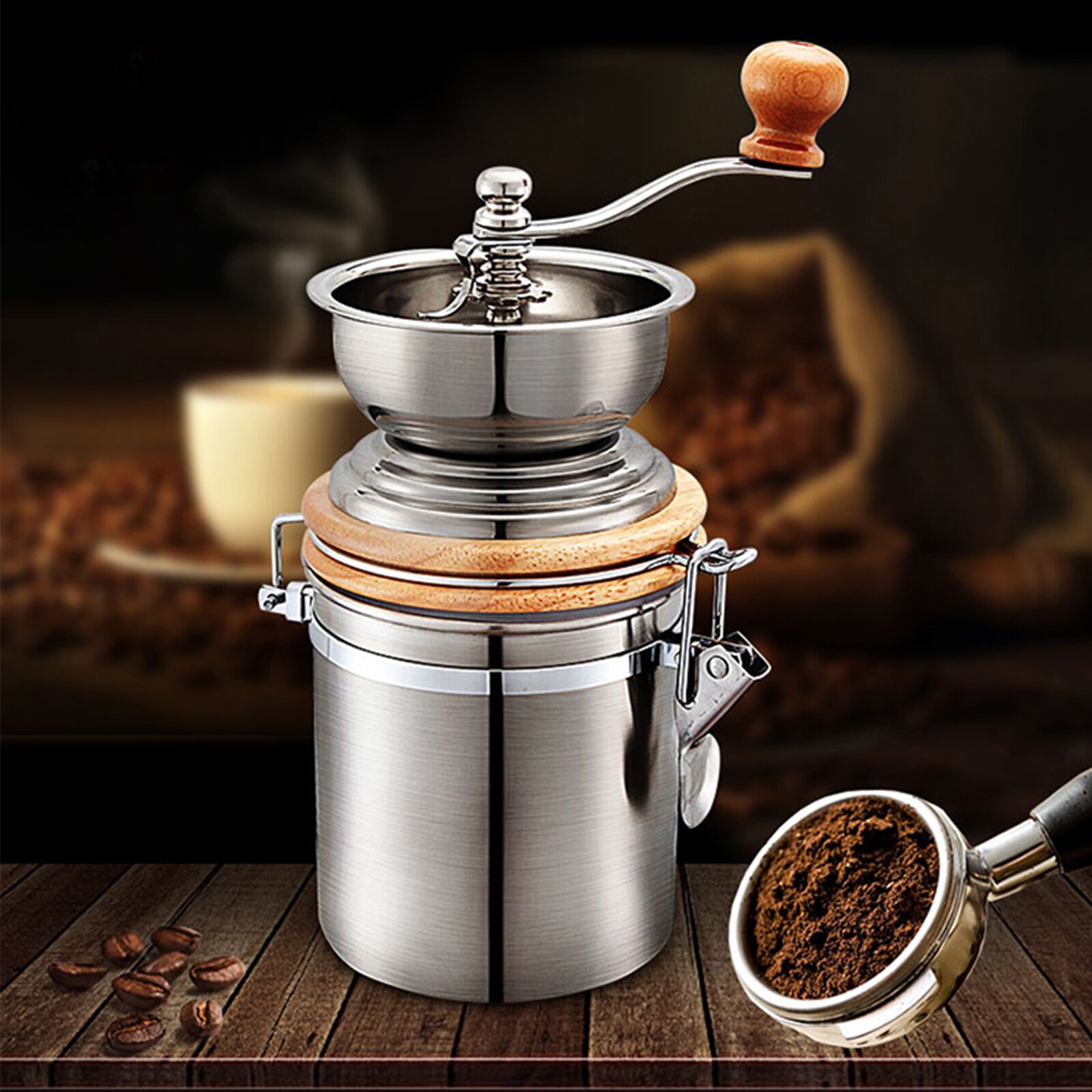Mini Coffee Mill Grinder Bean Grinding Kitchen Stainless Steel Manual Coffee Grinder Portable Retro Coffee Machine