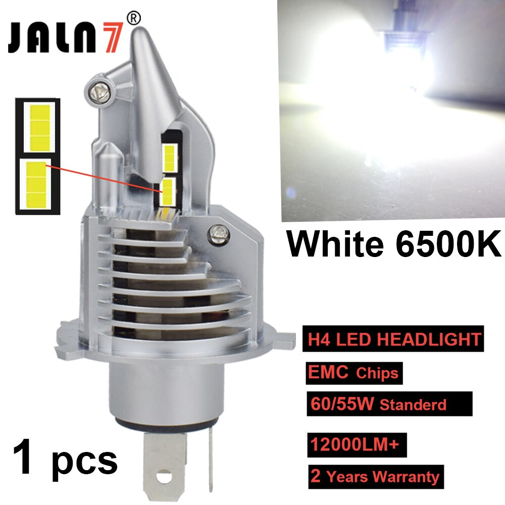 JALN7 Fighter-bombilla de faro LED H4, HS1, HB2, 12V, 60/55W, haz de Hilo, lámpara automática, 6500K, superblanco, amarillo, 3000K: 1pcs White 6500K