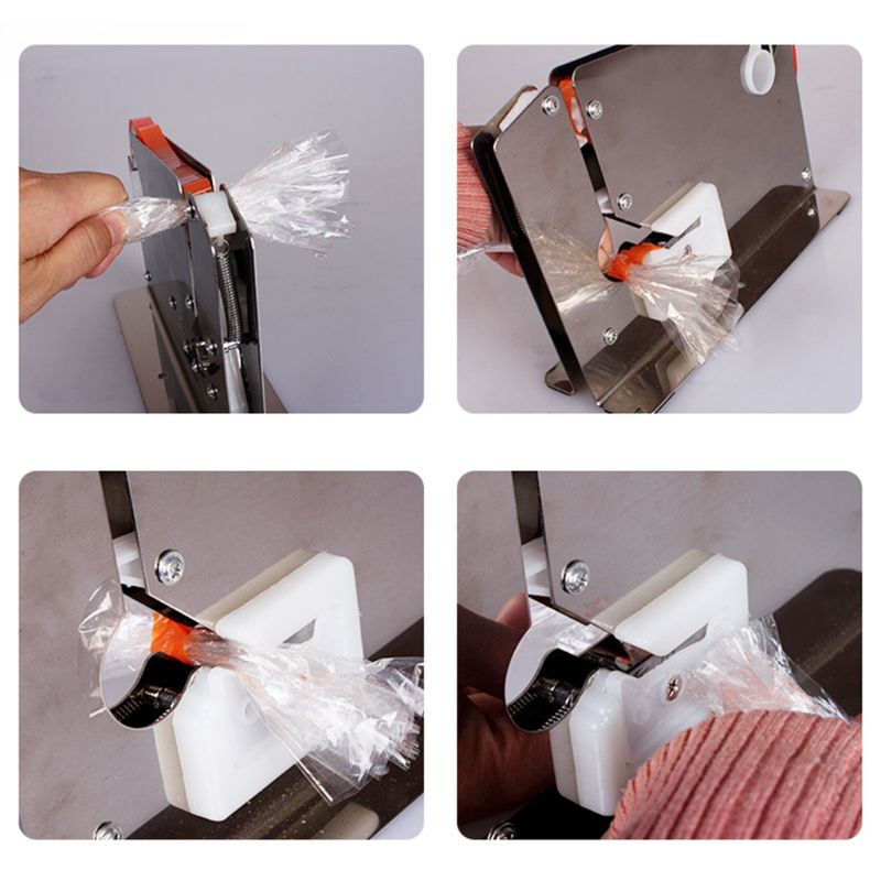 Rustfritt stål supermarked pose forsegling maskin mat emballasje frukt butikk pakker bærbar tape cutter dispenser xxuc