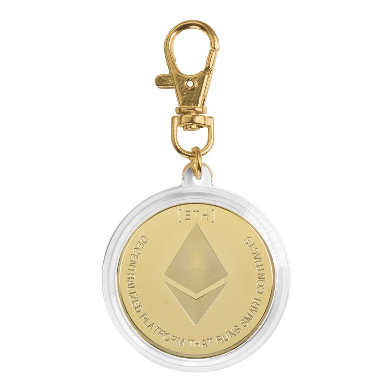 Bitcoin portachiavi morso moneta briscola increspatura Ethereum monete remy placcato in oro sfida portachiavi con monete di crittografia per lui: keychain 10