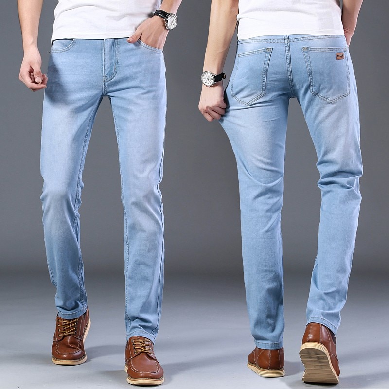Sulee mærke lyseblå stretch bomulds jeans herre mærke bukser klassisk stil mænd ultratynde jeans business casual