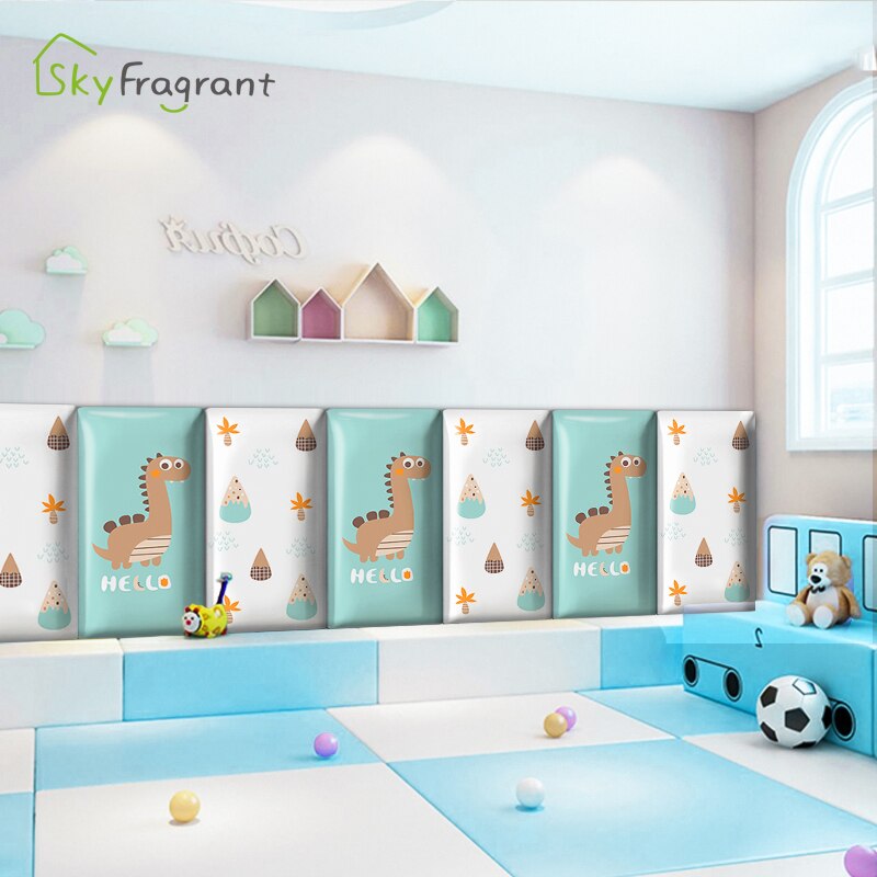 3D Anti Collision Leuke Dinosaurus Zachte Muurstickers Voor Kinderen Kamers Decor Prinses Kamer Nursery Zelfklevende Plint Decoratie