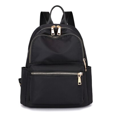 Vento Marea noir femmes sac à dos Nylon voyage sac à bandoulière doux sac d'école pour adolescentes couleur unie rouge sac Pack sac à main: BLACK