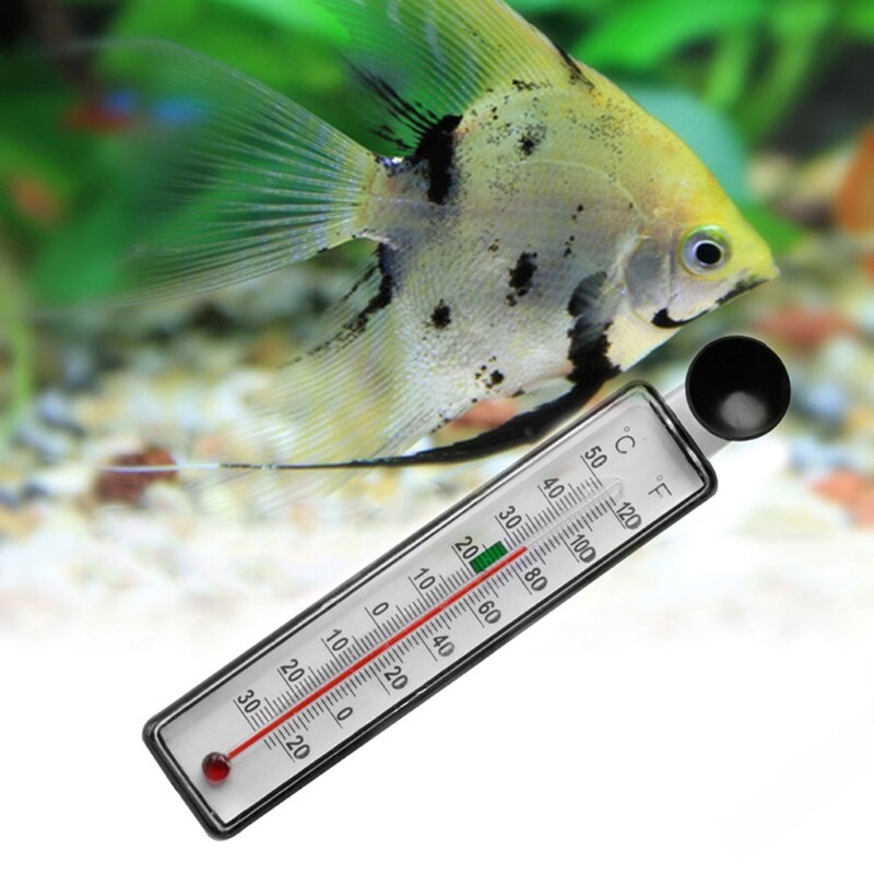 Aquarium Fish Tank Thermometer Glass Meter Water Temperature Gauge Suction Cup L4MB